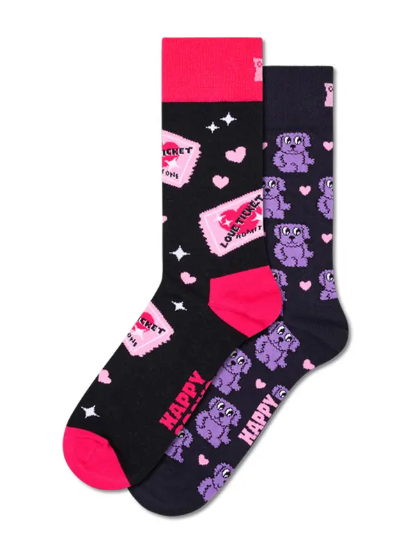 Happy Socks Happy Socks Čarape 'Love Tickets'  ljubičasta / roza / svijetloroza / crna