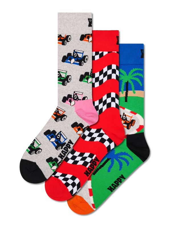 Happy Socks Happy Socks Čarape 'Top Racer'  siva melange / zelena / crvena / bijela