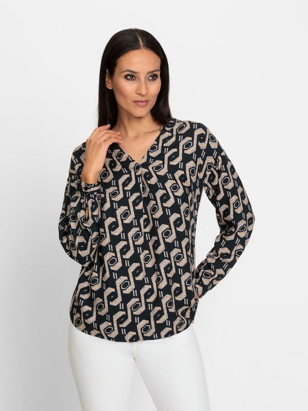 heine heine Bluza  bež / toplo smeđa / crna