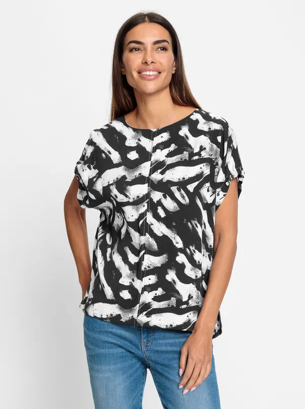 heine heine Bluza  crna / bijela