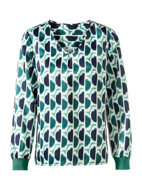 heine heine Bluza  smaragdno zelena / crna / bijela