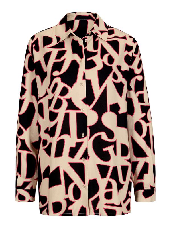 heine heine Bluza  svijetlobež / fuksija / crna