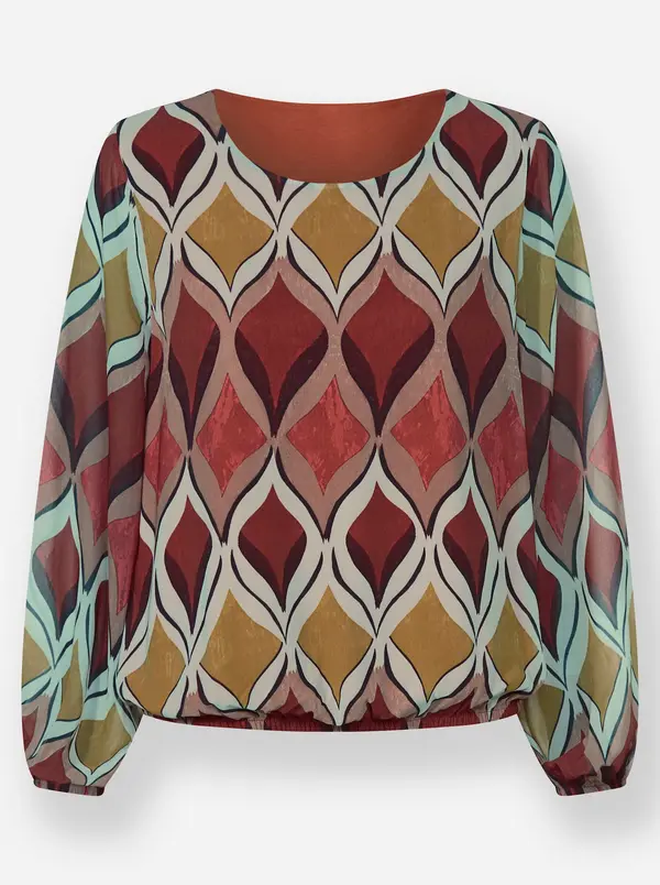 heine heine Bluza  svijetloplava / smeđa / mandarina / rubin crvena