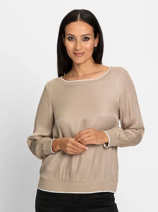 heine heine Bluza  svijetlosmeđa / bijela