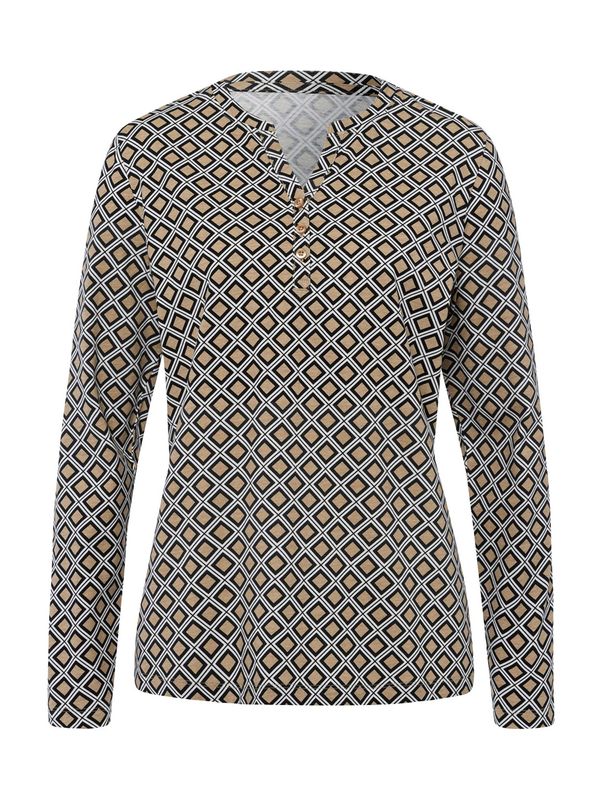 heine heine Bluza  tamno bež / crna / bijela