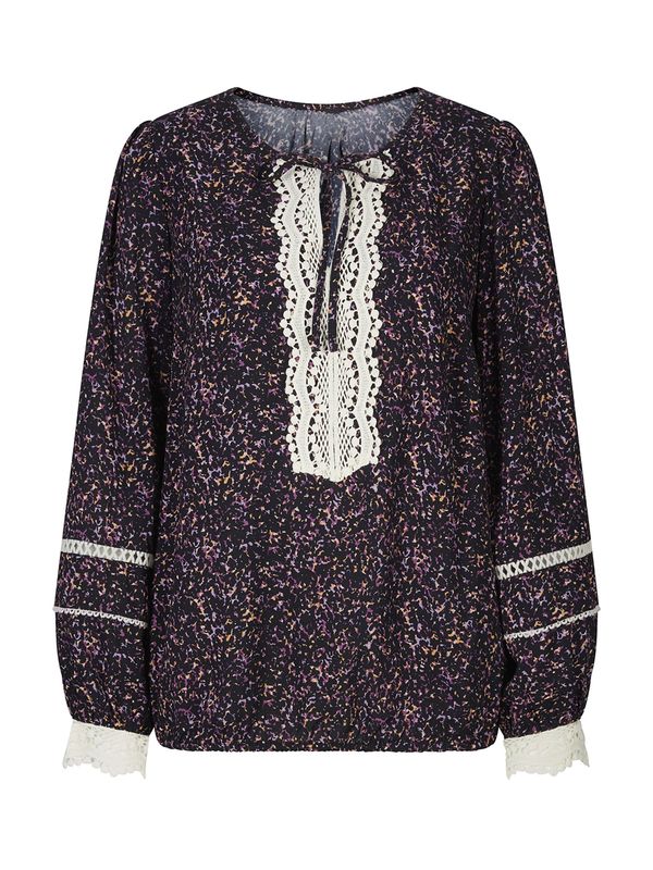 heine heine Bluza  tamno ljubičasta / crna / bijela