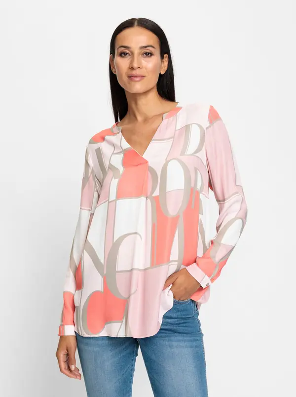 heine heine Bluza  taupe siva / koraljna / roza / bijela