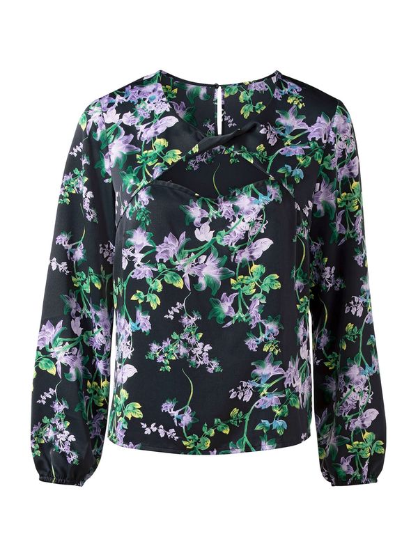 heine heine Bluza  zelena / pastelno ljubičasta / crna