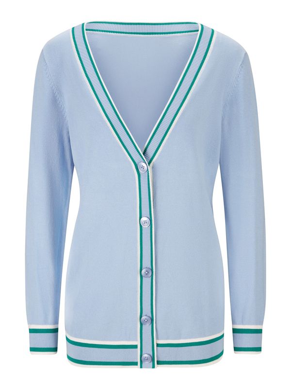 heine heine Kardigan  sivkasto plava / smaragdno zelena / bijela