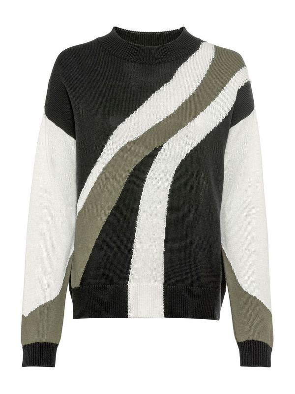 heine heine Pulover  kaki / tamno zelena / bijela