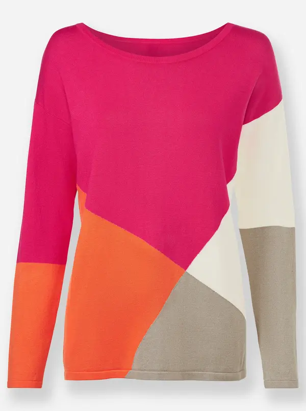 heine heine Pulover  tamno bež / narančasta / roza / bijela