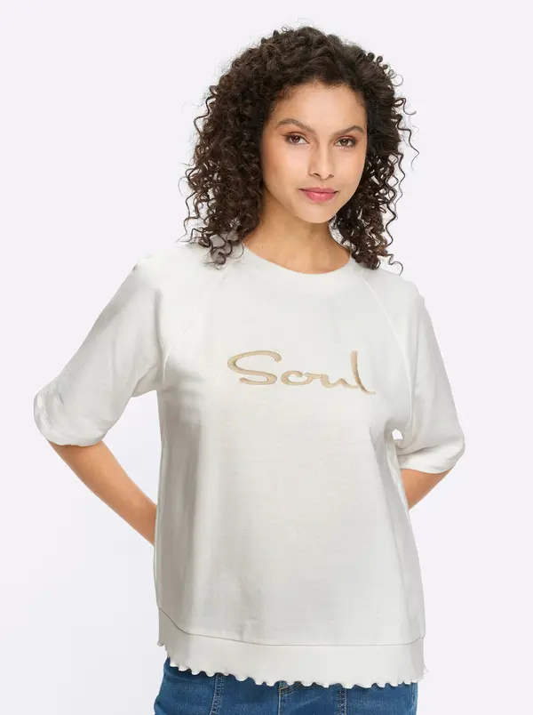 heine heine Sweater majica  ecru/prljavo bijela / žuta