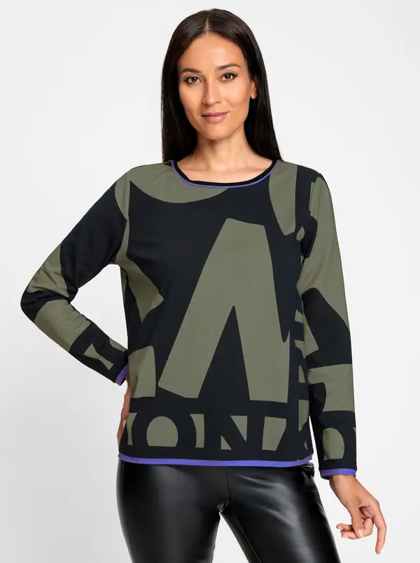 heine heine Sweater majica  maslinasta / ljubičasta / crna