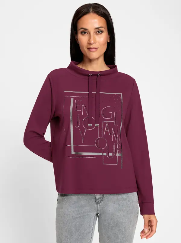 heine heine Sweater majica  siva / bordo / crna