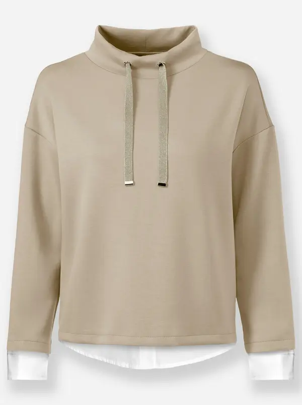heine heine Sweater majica  svijetlosmeđa / bijela