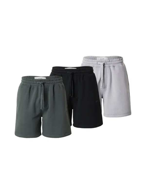 HOLLISTER HOLLISTER Hlače  siva / kraljevski zelena / crna