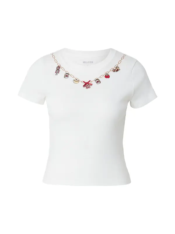 HOLLISTER HOLLISTER Majica  boja pijeska / boja devine dlake (camel) / crvena / bijela