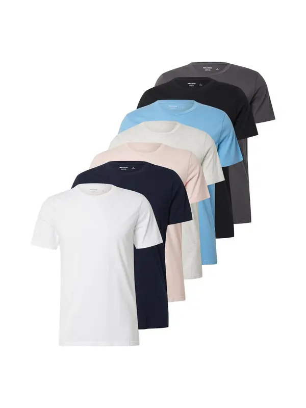HOLLISTER HOLLISTER Majica  mornarsko plava / svijetloplava / tamo siva / puder roza / crna / bijela