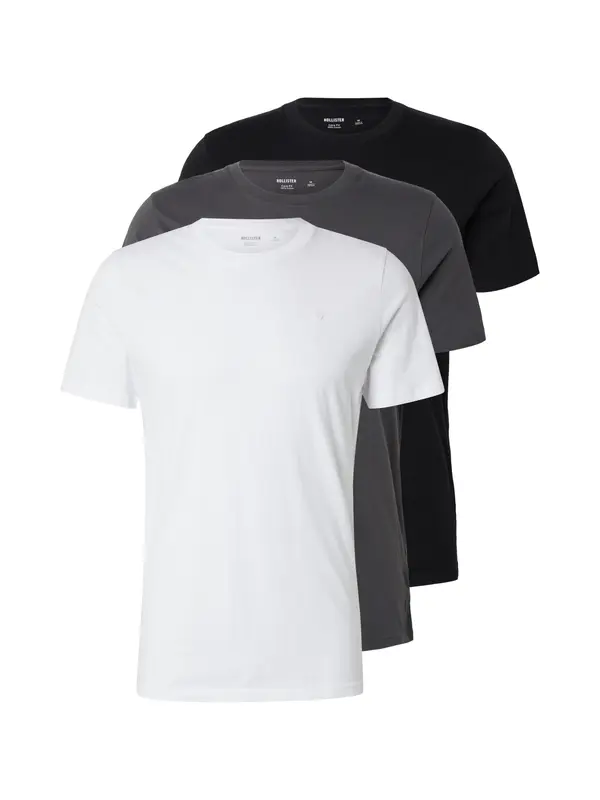 HOLLISTER HOLLISTER Majica  tamo siva / crna / bijela
