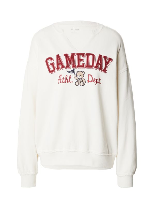 HOLLISTER HOLLISTER Sweater majica  svijetlosmeđa / rubin crvena / bijela