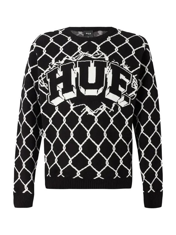 HUF HUF Pulover 'Breakthrough'  crna / bijela