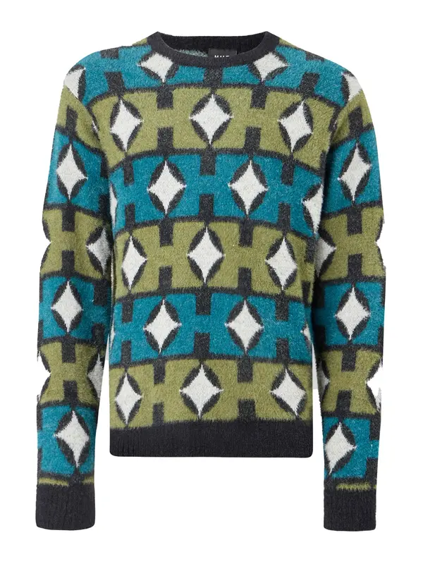 HUF HUF Pulover 'Space Age'  siva / maslinasta / petrol / crna