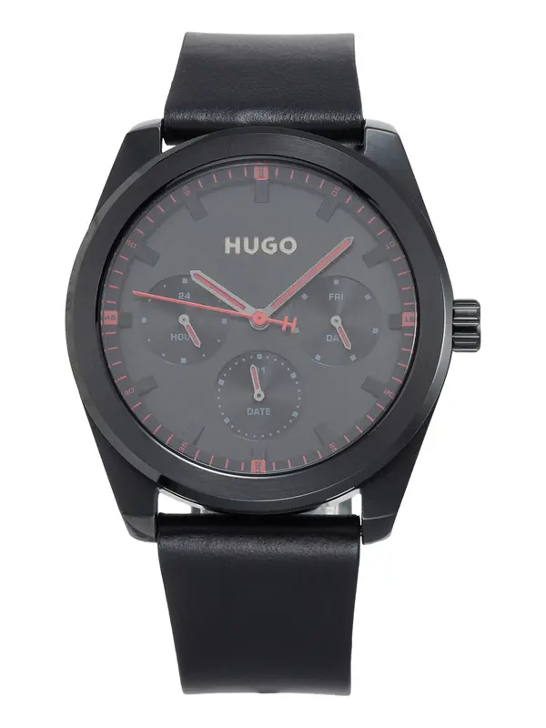 HUGO HUGO Analogni sat 'Bright Sport'  siva / tamno crvena / crna