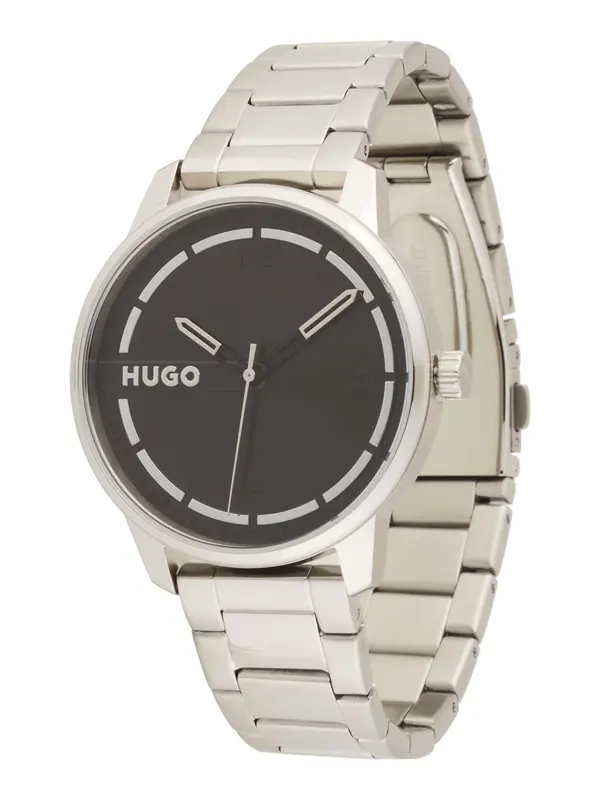 HUGO HUGO Analogni sat '#STAMP'  crna / srebro