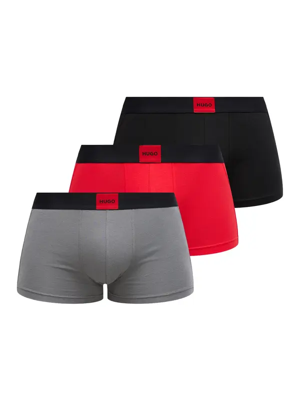 HUGO HUGO Bokserice 'GALAXY'  siva melange / crvena / crna
