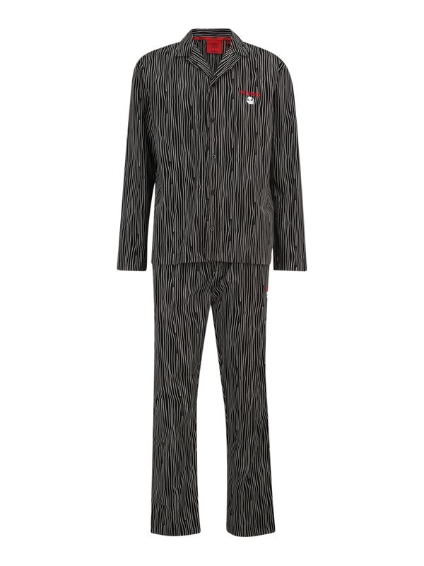 HUGO HUGO Duga pidžama  crvena / crna / bijela