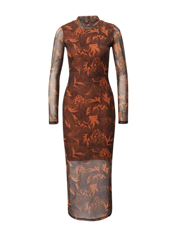 HUGO HUGO Haljina 'Nasusi'  smeđa / narančasta / ciglasto crvena / crna