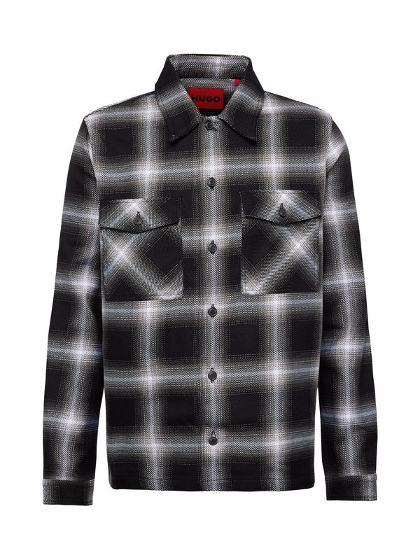 HUGO HUGO Košulja 'Enalu'  tamo siva / crna / bijela