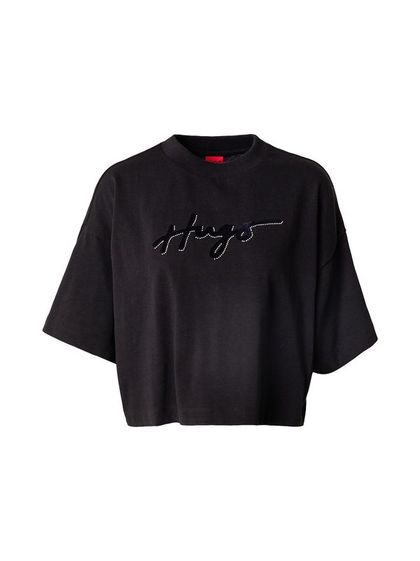 HUGO HUGO Majica  crna / bijela