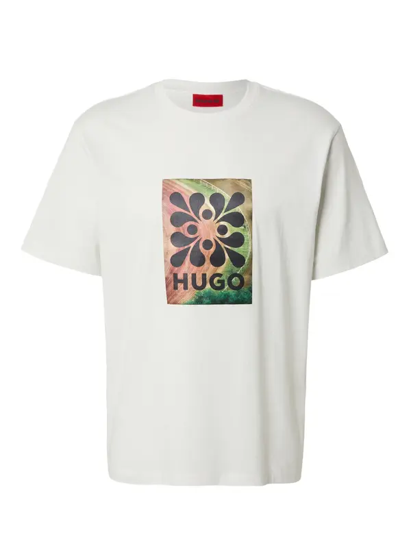HUGO HUGO Majica 'Damoru'  ecru/prljavo bijela / zelena / tamno narančasta / crna