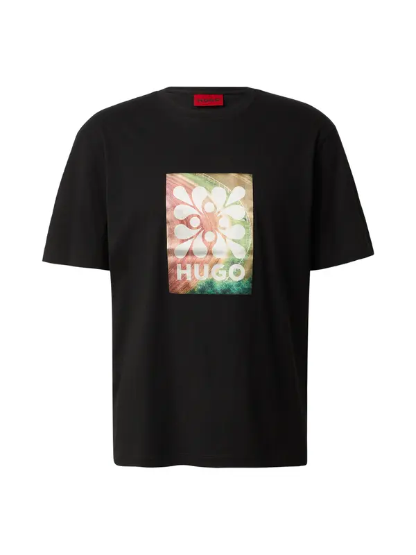 HUGO HUGO Majica 'Damoru'  zelena / magenta / crna / bijela