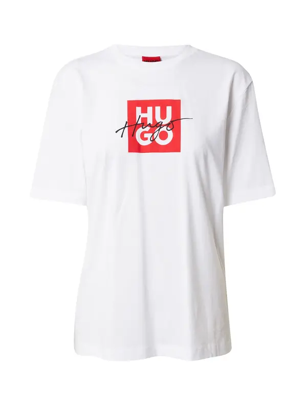 HUGO HUGO Majica 'Dashire'  vatreno crvena / crna / bijela
