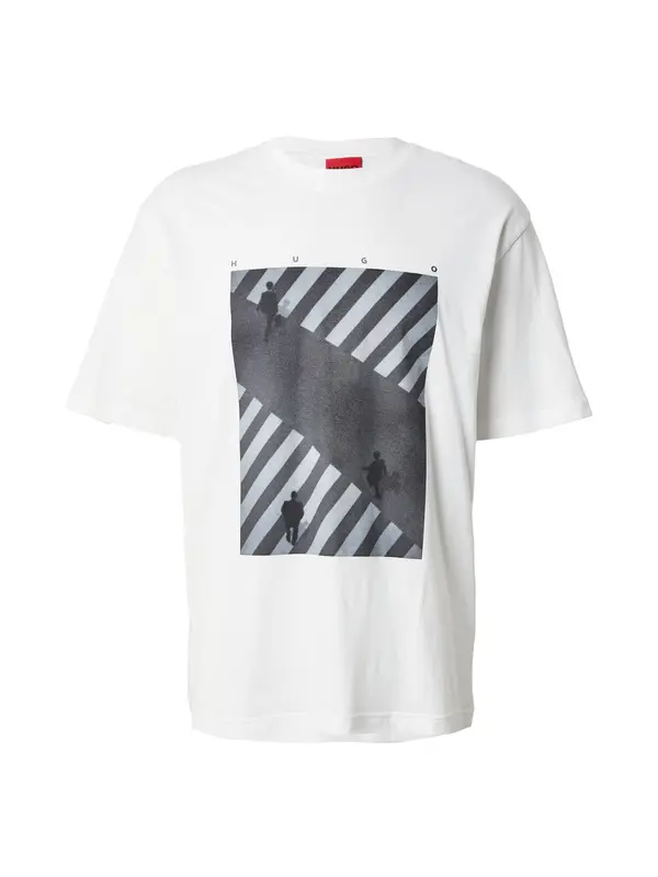 HUGO HUGO Majica 'Dodger'  svijetlosiva / tamo siva / crna / bijela