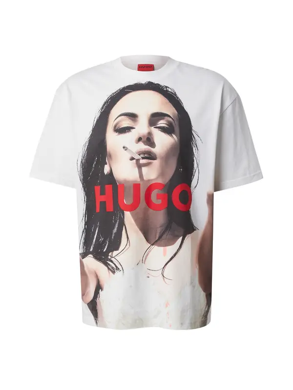 HUGO HUGO Majica 'Duwedie'  bež / crvena / crna / bijela