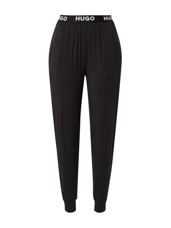 HUGO HUGO Pidžama hlače  crna / bijela