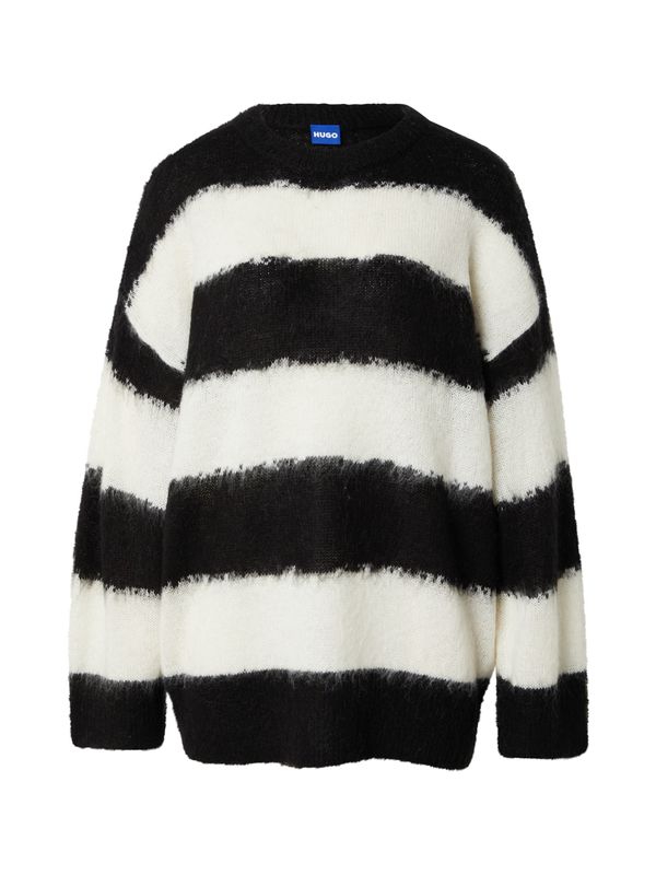 HUGO HUGO Pulover 'Slookis_B'  crna / bijela