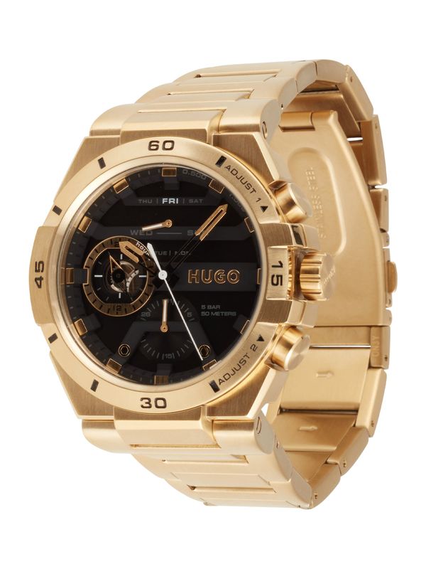 HUGO Red HUGO Red Analogni sat 'Wild'  zlatna / crna