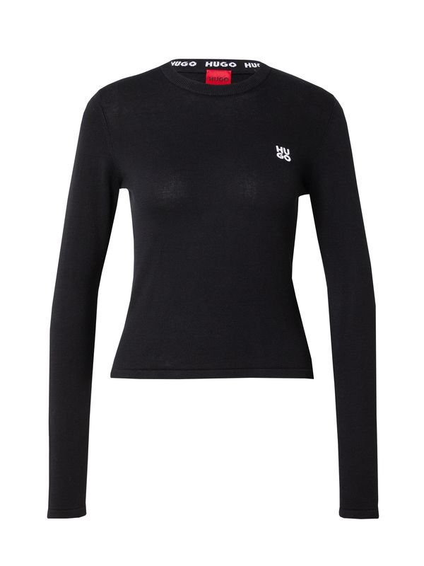 HUGO Red HUGO Red Pulover 'Scallia'  crna / bijela