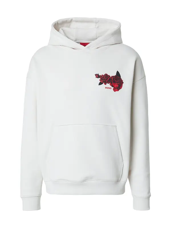 HUGO HUGO Sweater majica 'Dagethood'  ecru/prljavo bijela / crvena / crna