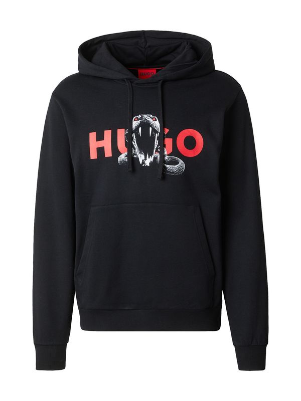 HUGO HUGO Sweater majica 'Dueleyo'  svijetlocrvena / crna / bijela