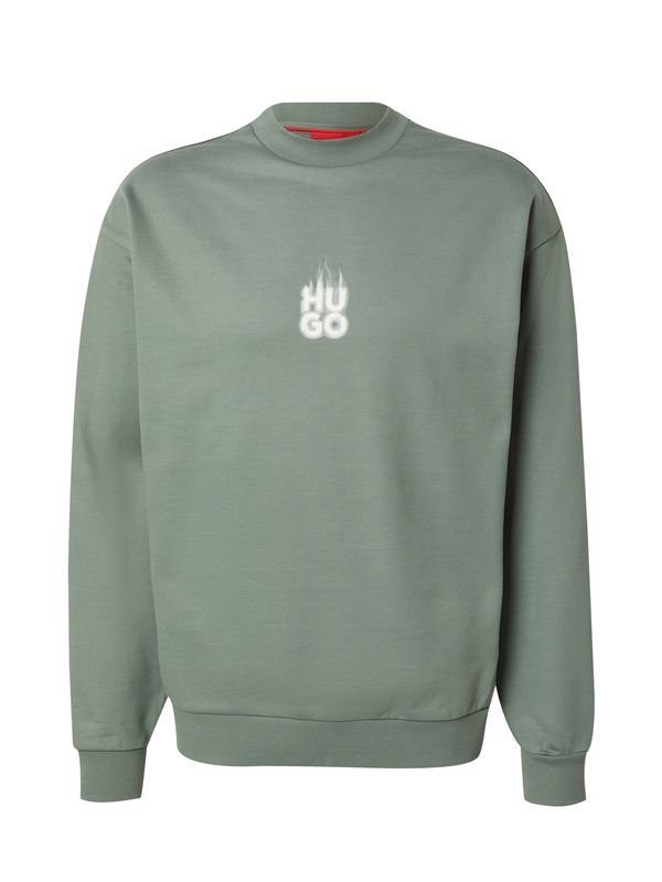 HUGO HUGO Sweater majica 'Durungu'  smaragdno zelena / bijela