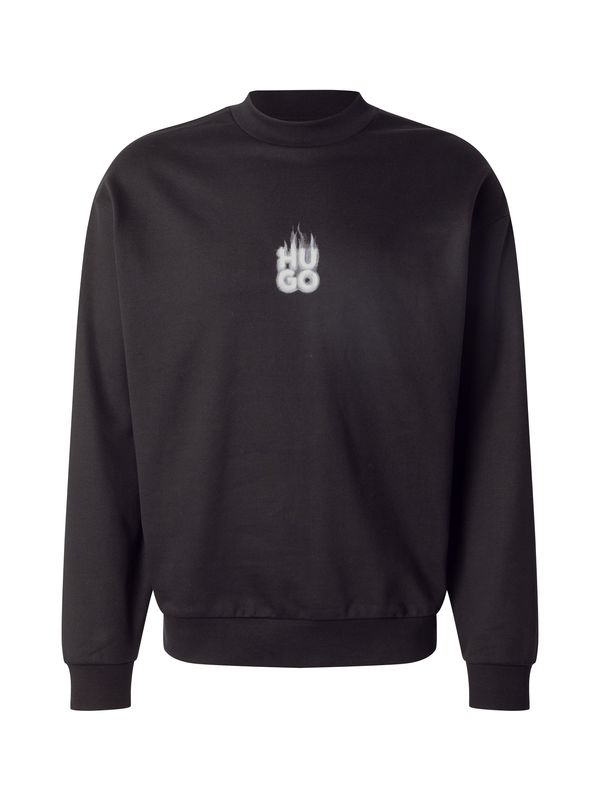 HUGO HUGO Sweater majica 'Durungu'  svijetlosiva / crna / prljavo bijela