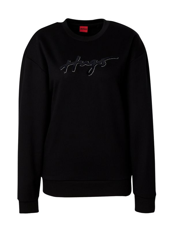 HUGO HUGO Sweater majica 'Easy'  crna / srebro