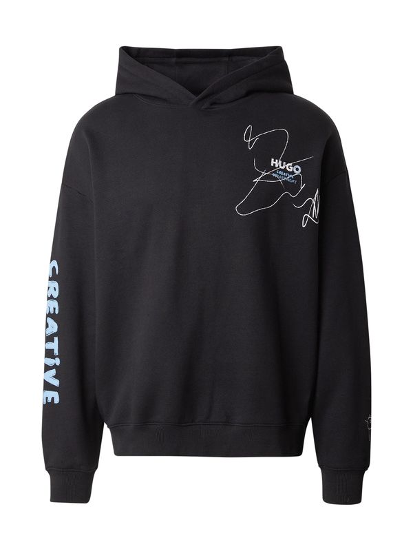 HUGO HUGO Sweater majica 'Nedimo'  nebesko plava / crna / bijela