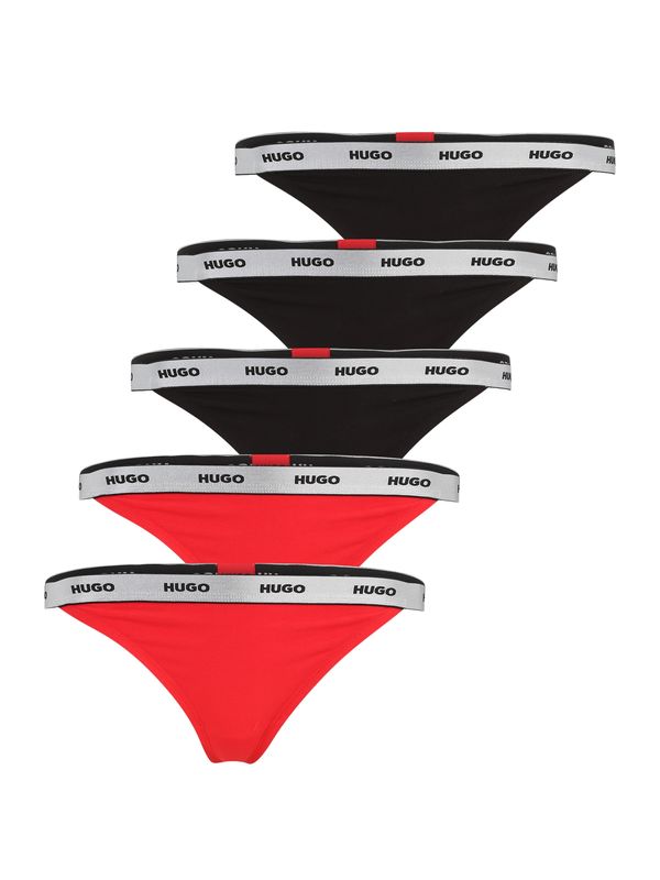 HUGO HUGO Tanga gaćice  siva / svijetlo crvena / crna
