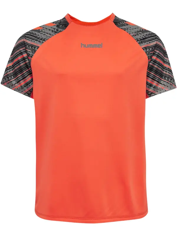 Hummel Hummel Tehnička sportska majica  siva / neonsko narančasta / crna